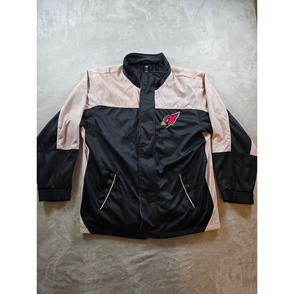 Arizona Cardinals Jacket Mens M Black Red Pink Full Zip Big Logo Windbreaker